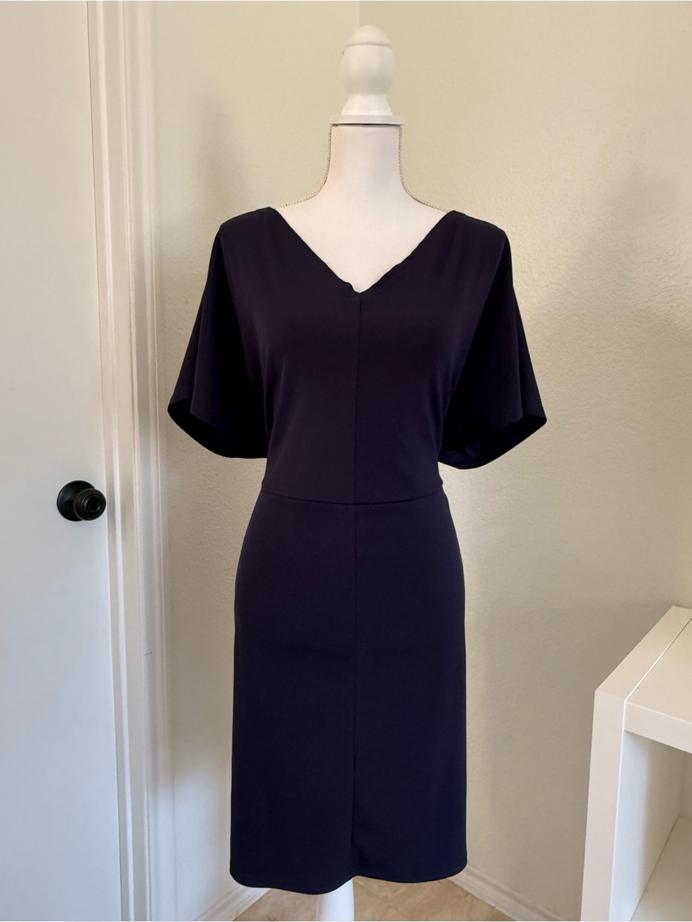 SHEIN Indigo V-Neck Midi Dress with Flutter Sleeves